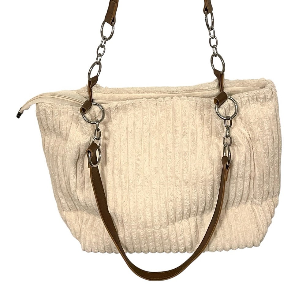 Meiduola Soft Fuzzy White Beige Purse With Strap